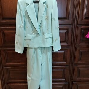 Together Light Green Blazer and Pants Ensemble